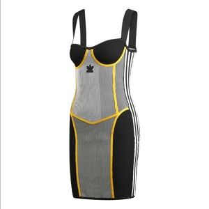 Adidas Originals Women's Paolina Russo Corset Dress Knitted Black Gold Size L